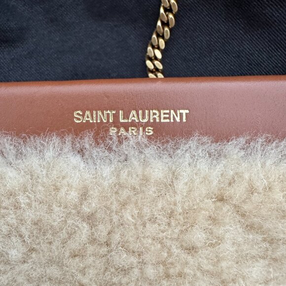 Saint Laurent Mini Shearling Crossbody Bag w Chain Strap - Picture 4 of 9